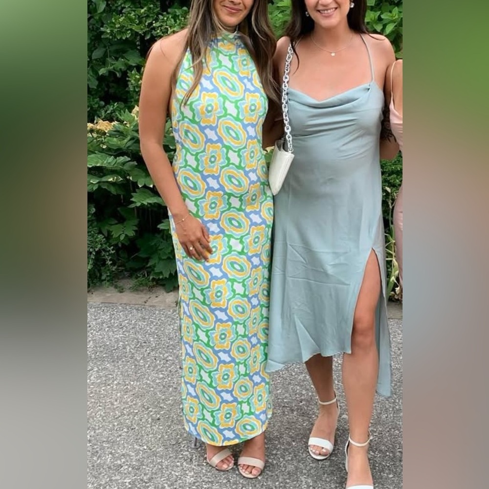 Colorful Patterned Backless Maxi Dress